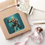Aquaman Crouching Square Sticker