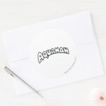 Aquaman Grunge Black Logo 2 Classic Round Sticker