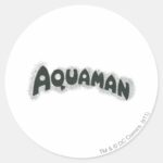 Aquaman Grunge Black Logo Classic Round Sticker