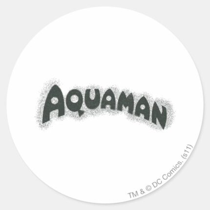 Aquaman Grunge Black Logo Classic Round Sticker