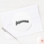 Aquaman Grunge Black Logo Classic Round Sticker