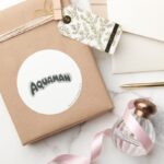 Aquaman Grunge Black Logo Classic Round Sticker