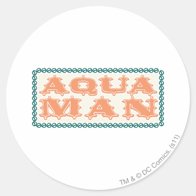 Aquaman Its Showtime Letters Classic Round Sticker Aquaman Its Showtime Letters Classic Round Sticker