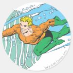 Aquaman Leaps Left Classic Round Sticker