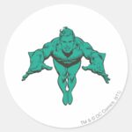 Aquaman Lunging Forward Teal Classic Round Sticker