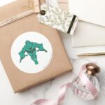 Aquaman Lunging Forward Teal Classic Round Sticker