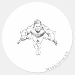 Aquaman Lunging Forward BW Classic Round Sticker