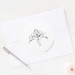 Aquaman Lunging Forward BW Classic Round Sticker