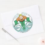 Aquaman Lunging Forward Classic Round Sticker