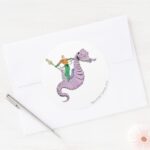 Aquaman Rides Seahorse Classic Round Sticker
