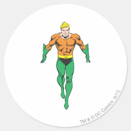 Aquaman Runs Classic Round Sticker