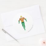 Aquaman Runs Classic Round Sticker