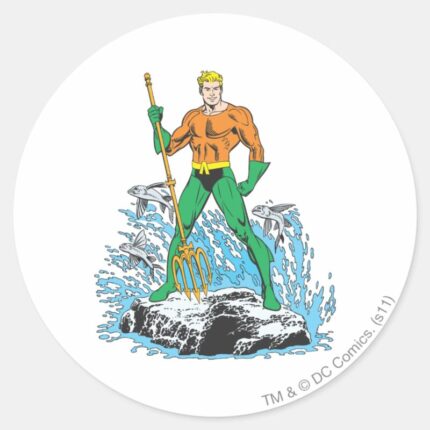 Aquaman Stands With Pitchfork Classic Round Sticker