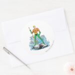 Aquaman Stands With Pitchfork Classic Round Sticker