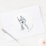 Aquaman With Pitchfork BW Classic Round Sticker
