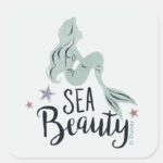 Ariel Silhouette Sea Beauty Square Sticker