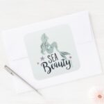 Ariel Silhouette Sea Beauty Square Sticker