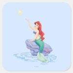 Ariel Sitting On Rock Square Sticker