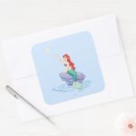 Ariel Sitting On Rock Square Sticker