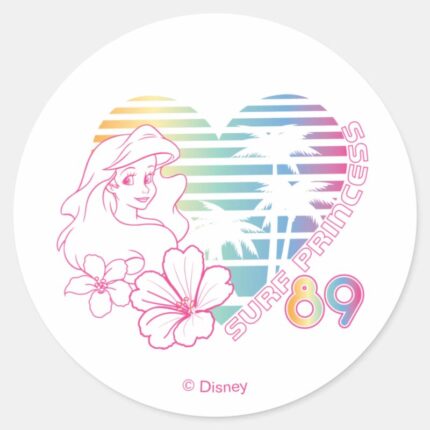 Ariel Surf Princess 89 Tropical Heart Classic Round Sticker