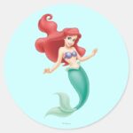 Ariel Swimming Classic Round Sticker