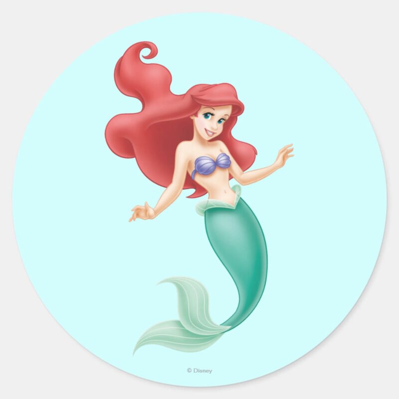 Ariel Swimming Classic Round Sticker Ariel Swimming Classic Round Sticker
