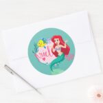 Ariel With Flounder Name Graphic Classic Round Sticker