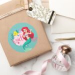 Ariel With Flounder Name Graphic Classic Round Sticker