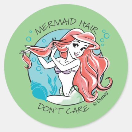 Ariel Mermaid Hair Dont Care Classic Round Sticker