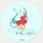 Ariel Adventure Begins With Friends Classic Round Sticker