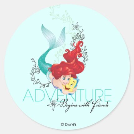 Ariel Adventure Begins With Friends Classic Round Sticker