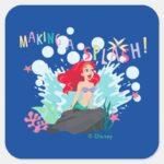 Ariel Making A Splash Square Sticker