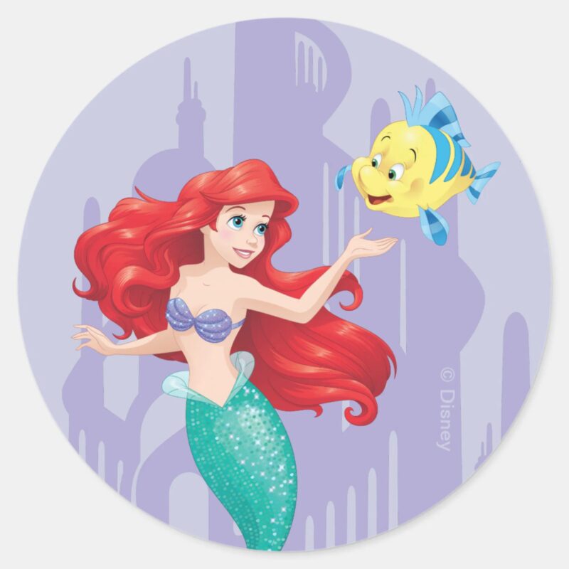 Ariel And Flounder Classic Round Sticker Ariel And Flounder Classic Round Sticker