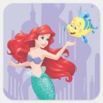 Ariel And Flounder Square Sticker