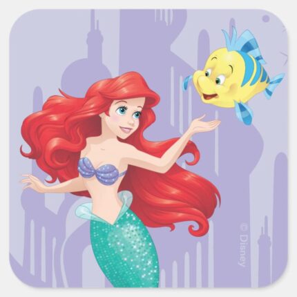 Ariel And Flounder Square Sticker