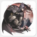 Arkham City Batman Moon Square Sticker