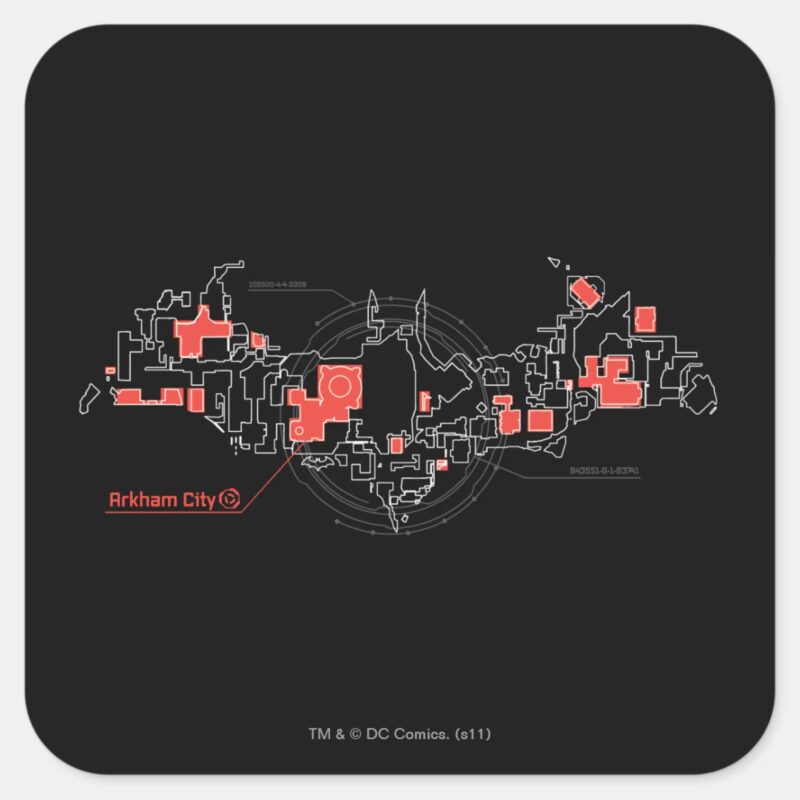 Arkham City Diagram Square Sticker Arkham City Diagram Square Sticker