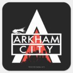 Arkham City Logo White Square Sticker