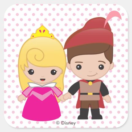 Aurora And Prince Philip Emoji Square Sticker