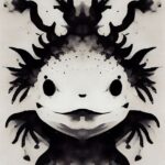 Axolotl Black Watercolor Poster