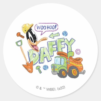 BUGS BUNNY BUILDERS™ DAFFY DUCK™ Sketch Art Classic Round Sticker