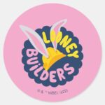 BUGS BUNNY BUILDERS™ Hard Hat Scalloped Logo Classic Round Sticker