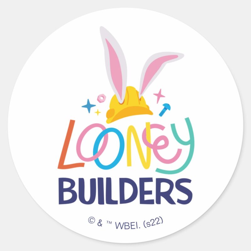 BUGS BUNNY BUILDERS™ Hard Hat Stacked Logo Classic Round Sticker BUGS BUNNY BUILDERS™ Hard Hat Stacked Logo Classic Round Sticker