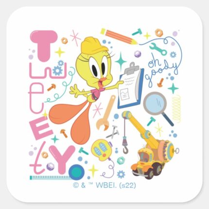 BUGS BUNNY BUILDERS™ TWEETY™ Work Tools Square Sticker