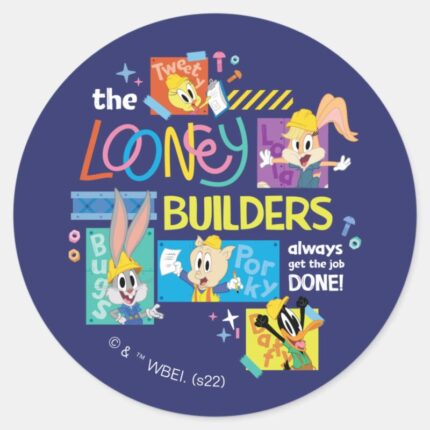 BUGS BUNNY BUILDERS™ The Looney Builders Collage Classic Round Sticker