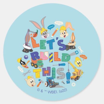 BUGS BUNNY BUILDERS™ Lets Build This Collage Classic Round Sticker