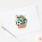BUGS BUNNY™ Kicking Soccer Goal Classic Round Sticker