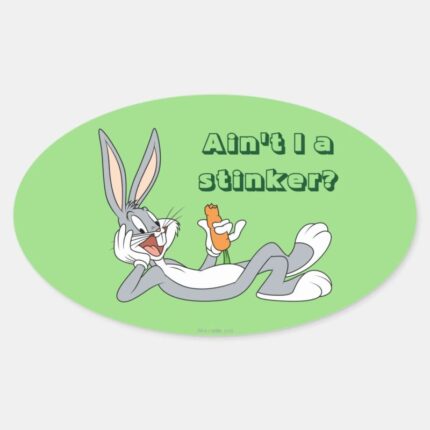 BUGS BUNNY™ Lying Down Eating Carrot Oval Sticker
