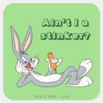 BUGS BUNNY™ Lying Down Eating Carrot Square Sticker