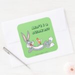 BUGS BUNNY™ Lying Down Eating Carrot Square Sticker